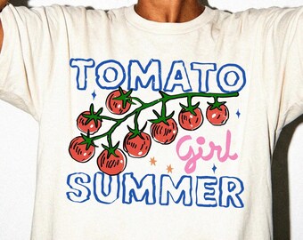 Tomato Girl Summer Shirt Retro Aesthetic Veggie Tee Cute Gardening Gift