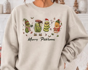 Merry Picklemas Christmas Sweatshirt, Funny Pickle Holiday Graphic Shirt