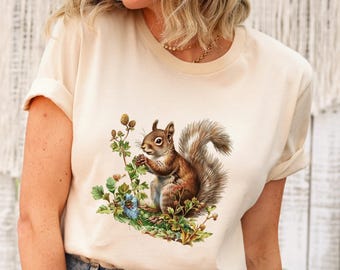 Wildflower Squirrel Shirt: Comfort Colors Graphic Tee