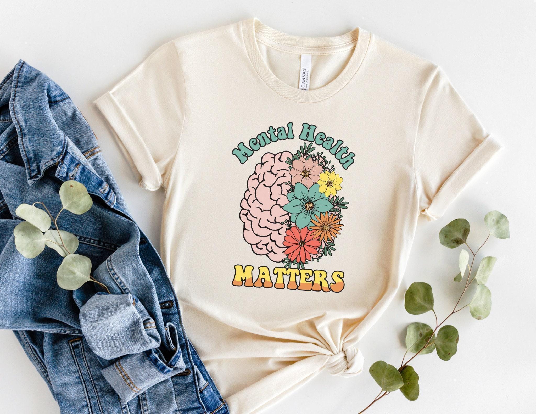 Mental Health Matters Shirt: Floral Brain Graphic Tee - Etsy
