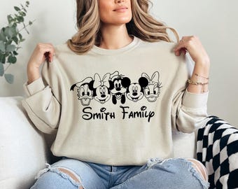 Personalization Disney Mickey Mouse and Friends Sweatshirt, Disney Trip 2024 Hoodie, Family Matching Disney Sweatshirt, Gift for Disneyland