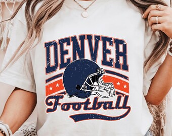 Denver Football Distressed Graphic Tee - Vintage Game Day Shirt