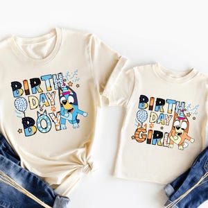 Cute Cartoon Birthday Girl Boy Party Shirts , Custom Birthday Girl Shirt, Personalized Birthday Boy Shirt