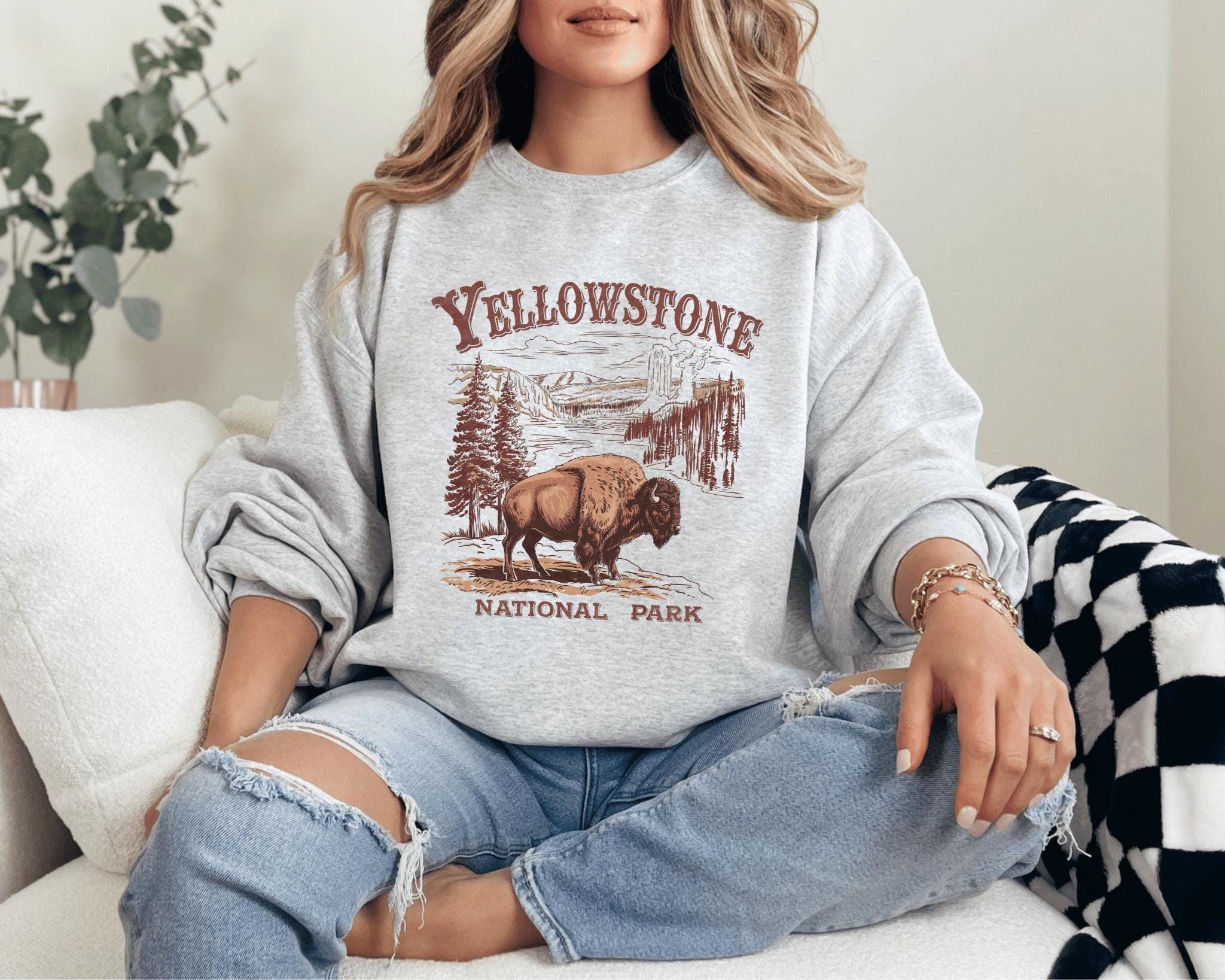 Yellowstone Bison Shirt - Vintage National Park Tee - Buffalo Sweatshirt - Retro Wildlife Gift - Outdoors Western Adventure