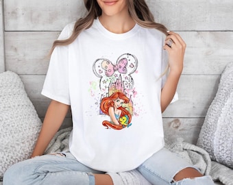 Comfort Colors® Disney Princesses Shirts, Watercolors Ariel Shirt, Disney Princess Shirt, Princess Ariel, Birthday Girl Gift