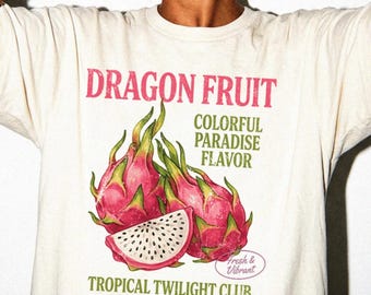 Dragon Fruit Shirt Vintage Botanical Tee Tropical Fruit Top Summer Graphic Shirt