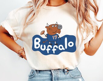 Buffalo Football Cartoon Shirt: Retro Game Day Tee, Unisex Fan Apparel
