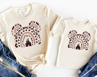Disney Castle Leopard Shirts, 2024 Disneyland Shirt, Mickey Ears Tee, Disney Trip Shirts