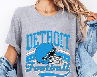 Detroit Football Distressed Shirt, Retro Sports Graphic Tee, Vintage Football Game Day T-Shirt, Tailgate Outfit, Fan Gear