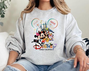 Personalization Disney Mickey Mouse and Friends Sweatshirt, Disney Trip 2024 Hoodie, Family Matching Disney Sweatshirt, Gift for Disneyland