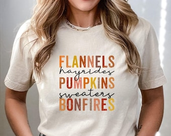 Flannels Pumpkins Bonfires Sweatshirt, Vintage Thanksgiving Pumpkin Shirt, Retro Fall Tee, Fall Vibes Sweatshirt, Autumn T-Shirt