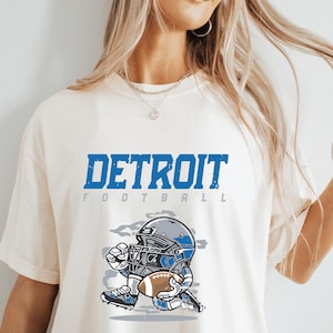 Detroit Football Shirt, Cartoon Player Tee, Retro Game Day Top, Vintage Tailgate Outfit