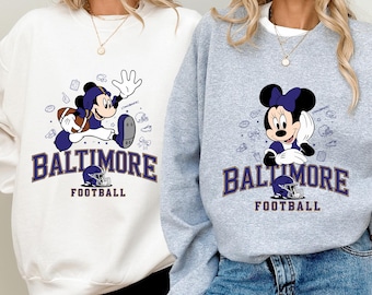 Baltimore Football Family Shirts: Game Day Mickey & Minnie Tee or Sweatshirt