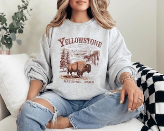 Yellowstone Bison Sweatshirt: Vintage National Park Tee, Western Adventure
