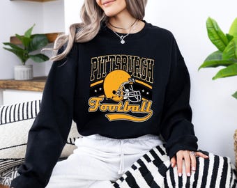 Distressed Pittsburgh Football Sweatshirt - Comfort Colors Crewneck