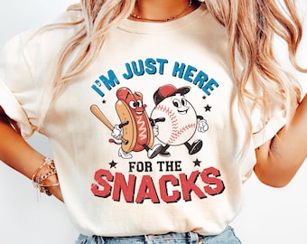 Funny Baseball T-Shirt: I'm Just Here for the Snacks Game Day Tee