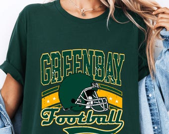 Green Bay Football T-Shirt: Retro Distressed Design Game Day Tee