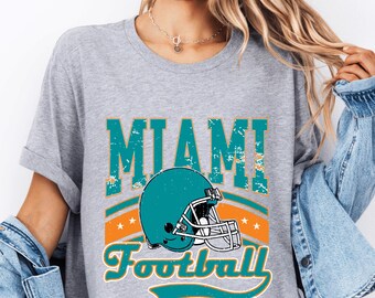 Miami Football T-Shirt: Retro Distressed Design Game Day Tee