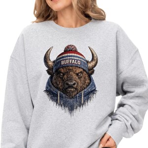 Buffalo Football Sweatshirt, Game Day Pullover, Bison Mascot Shirt, Vintage Sports Fan Gift