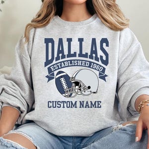 Personalized Dallas Hoodie&Sweatshirt, Dallas Fan Gifts Football Crewneck Sweatshirt, Game Day Sweat, Cowboys Team Sweatshirt