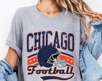 Distressed Chicago Football Shirt: Vintage Game Day Tee