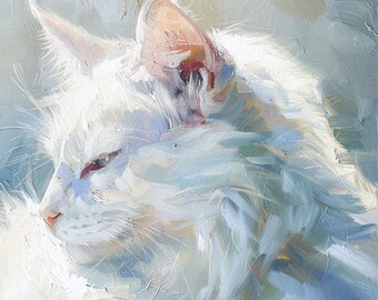 Custom Oil Painting: Personalized Cat Portrait from Photo, Pet Memorial Gift, Animal Painting