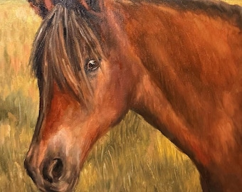 Hand Painted Horse Portrait From Photo, Custom Oil Painting on Canvas, Dressage Horse, Equestrian Art Gift
