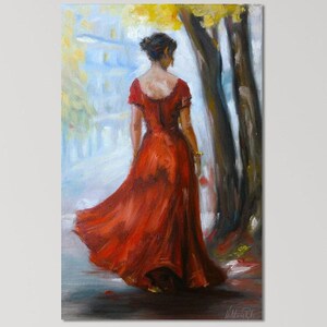 Flamenco Ölgemälde: Frau im roten Kleid, Art (8x12)