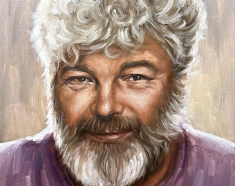 Custom Hand-Painted Oil Portrait from Photo, Memorial Portrait, Gift for a Father, Anniversary Keepsake