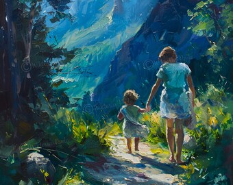 Custom Oil Painting: Mother and Child Portrait, New Mom Gift