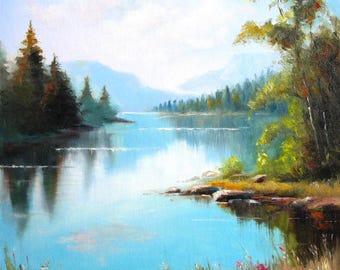 Hand-Painted Custom Oil Painting from Photo on Canvas– Commissioned Landscape Lake & Forest