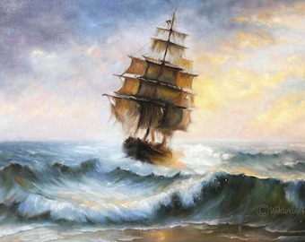 Commissioned Seascape Oil Painting from Photo, Hand-Painted Landscape Art on Canvas