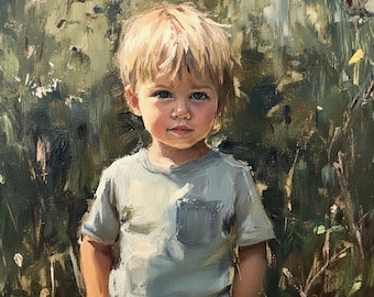 Custom Child Oil Painting - Hand Painted Baby Portrait From Photo - Family Painting on Canvas