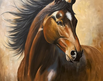 Custom Hand Painted Oil Painting, Horse Painting from Photo, Personalized Equine Art on Canvas