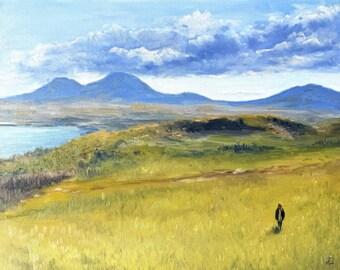 Custom Hand-Painted Oil Landscape on Canvas – Countryside Scenery Art Birthday Gift