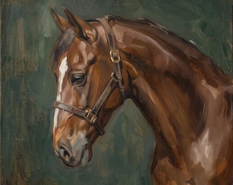 Hand Painted Oil Portrait From Photo, Custom Horse Painting on Canvas, Equestrian Gift, Memorial Gift