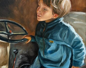 Custom Oil Portrait Painted Entirely by Hand, Child Canvas Painting from Photo, Family Gift