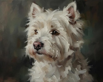 Custom Hand Painted Dog Portrait From Photo, Oil Painting on Canvas, Pet Memorial Gift