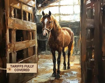 Cuadro al óleo de caballo personalizado sobre lienzo: retrato equino personalizado