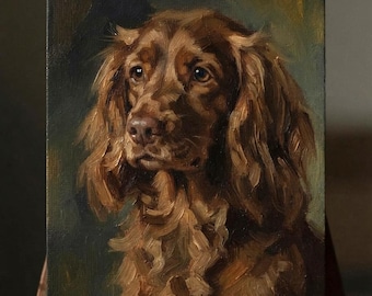 Custom Hand Painted Dog Portrait From Photo, Oil Painting on Canvas, Pet Memorial Gift