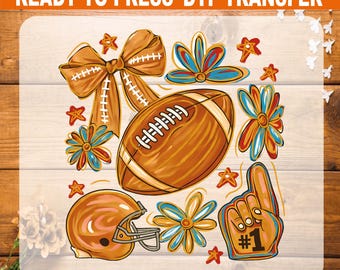 Football Floral DTF Transfer: Coquette Fall Heat Transfer, Ready to Press