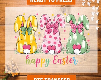 Bunny Coquette Easter Day DTF Transfer, Bunny With Bows Easter Ready To Press, Easter Heat Transfer, Easter Day High Quality, Glitter Easter