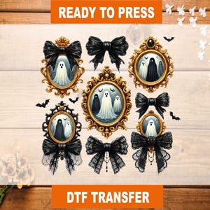 Coquette Ghost Bows DTF Transfer - Halloween Heat Press Design