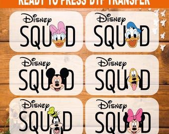 Family Disney Squad DTF Transfer Bundle, Mickey and Friends Matching Group Vacation Ready to Press, Disneyland Trip T-Shirt Iron On Decal