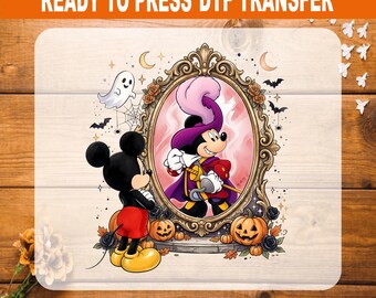 Mickey Magic Mirror DTF Transfer, Disney Halloween Captain Hook Heat Transfer Ready to Press