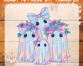 Iridescent Ghost Halloween DTF Transfer: Ready To Press Heat Transfer