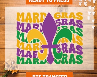 Mardi Gras Fleur-de-Lis DTF Transfer: Ready To Press