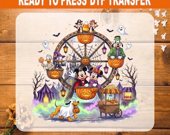Disney Halloween Carnival DTF Transfer, Mickey Friends Ferris Wheel Iron On Transfer, Spooky Park Ready to Press