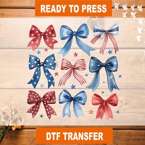 Coquette Bow America DTF Transfer: 4th of July Ready To Press
