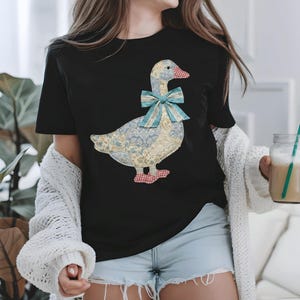 Patchwork Easter Goose DTF Transfer, Whimsical Coquette Brushstroke Design (Ready To Press) image 12